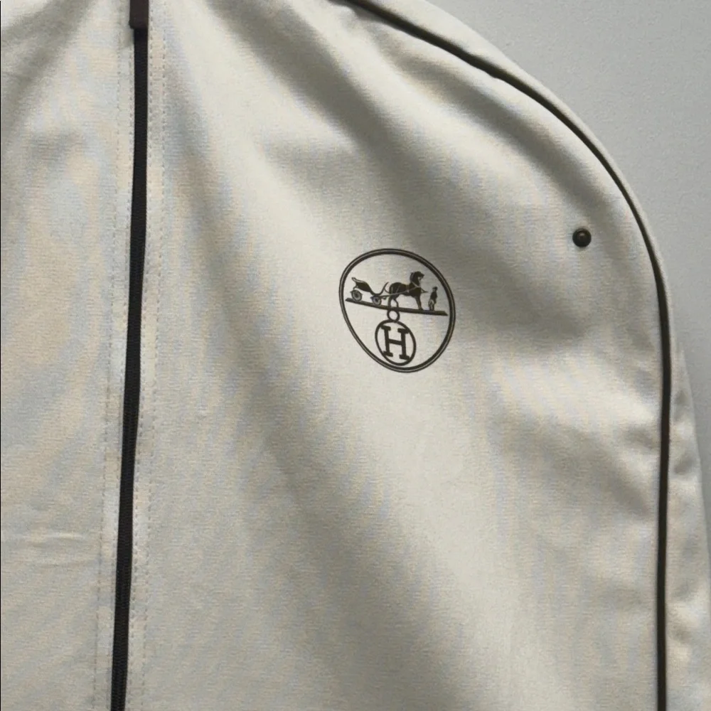 Hermès Canvas Garment Bag / Luxury Travel Dust Cover | Cream & Brown